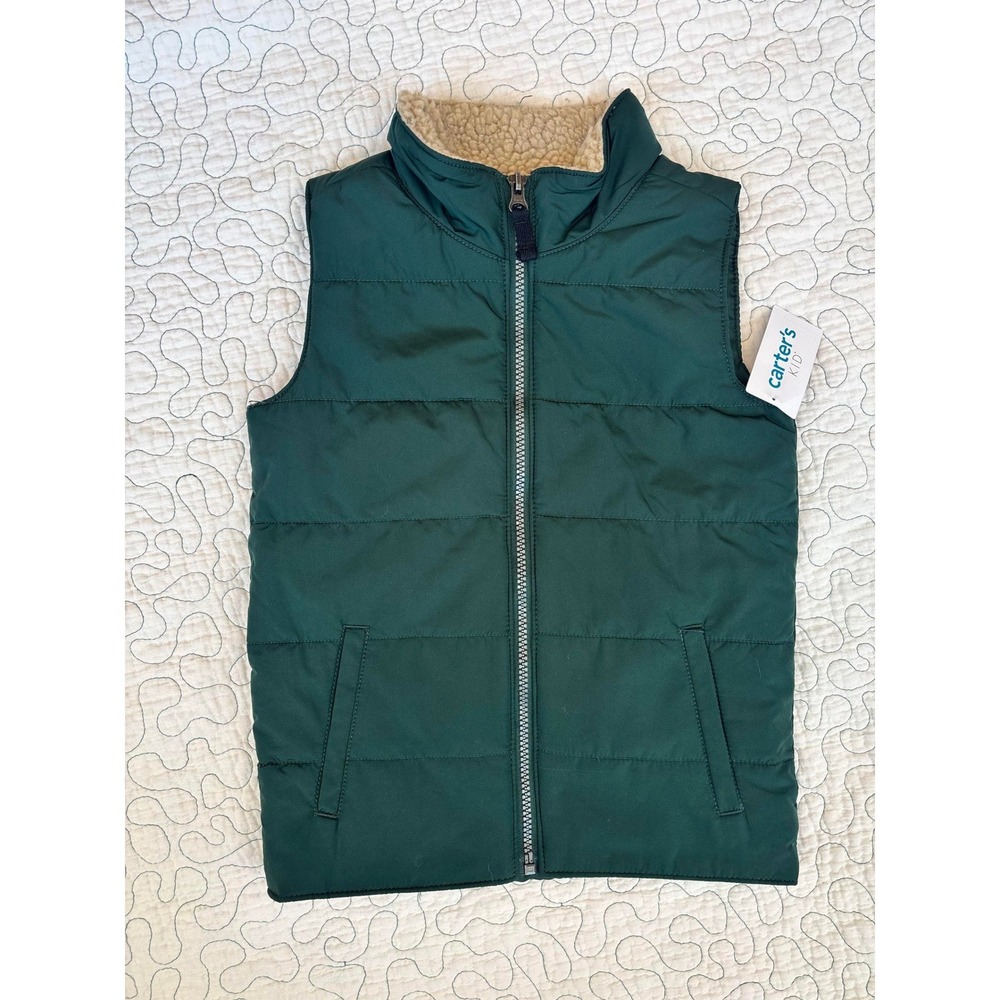 Carter's Kids Boy's Green Vest‎ Zip Front Size 6 #91